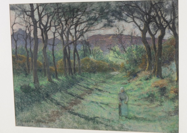 Signiert Pastell antik au bois de Boulogne