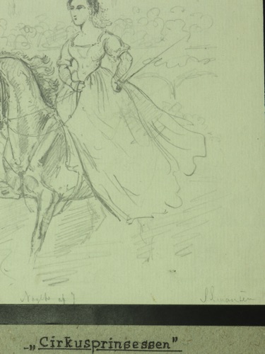 Simon Ludvig Ditlev Simonsen Zeichnung antik Zirkus Prinzessin Pferd
