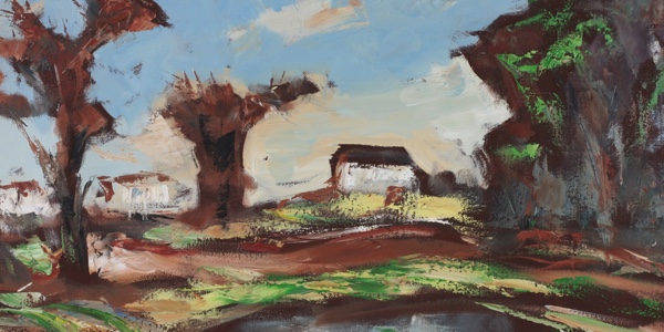 Soptil Busch Ölgmeälde Landschaft expressiv Bäume