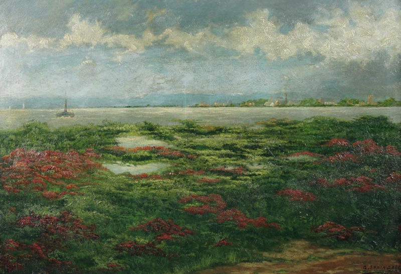 Springael Ölgemälde antik 1913 Küste