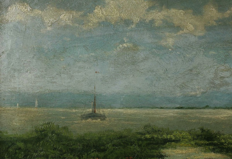 Springael Ölgemälde antik 1913 Küste
