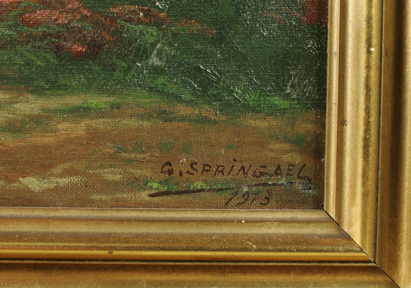 Springael Ölgemälde antik 1913 Küste
