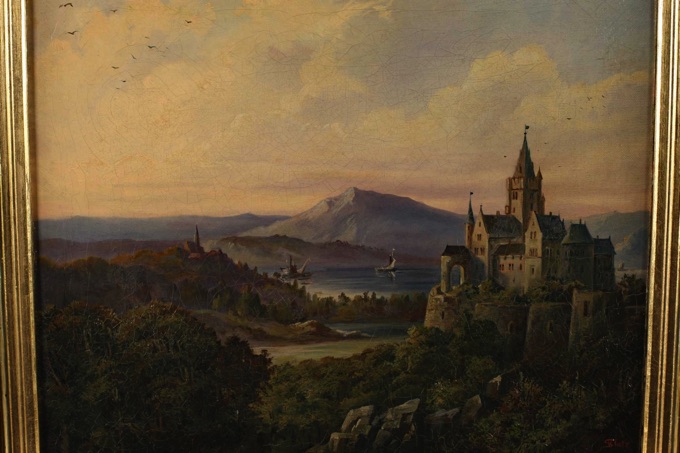 Statz antikes Ölgemälde Burg