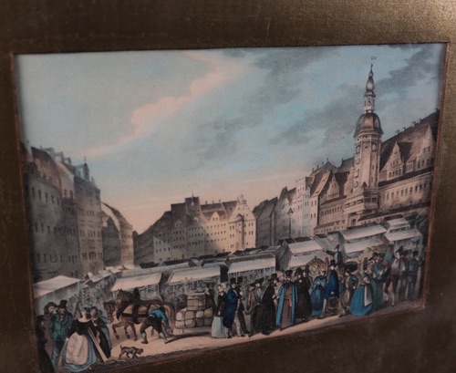 Stich antik Stadt Markt Marktplatz