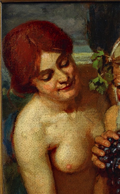 Symbolismus Ölgemälde antik Bacchus Weintrauben
