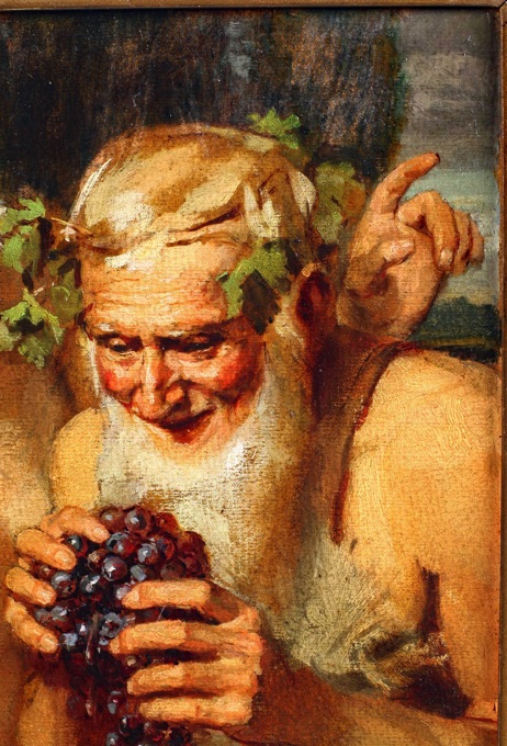 Symbolismus Ölgemälde antik Bacchus Weintrauben