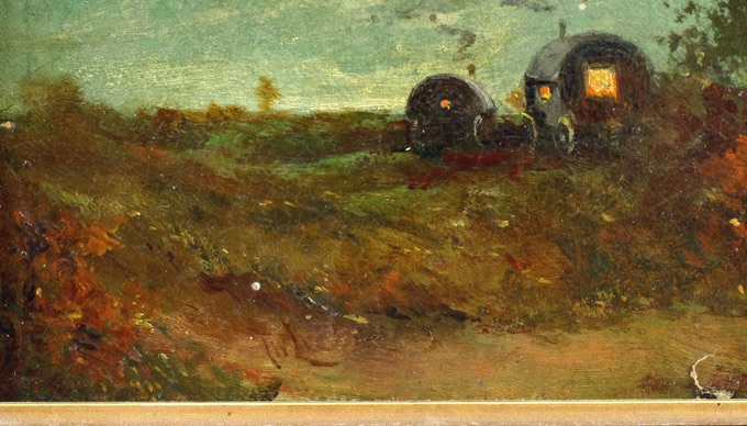 T w L Ölgemälde antik Wagen Lager