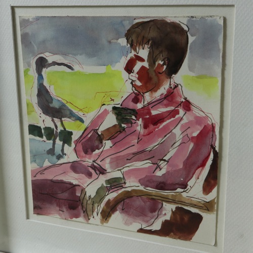 Theo Garve Aquarell Tusche Portrait Sohn Christoph 1986