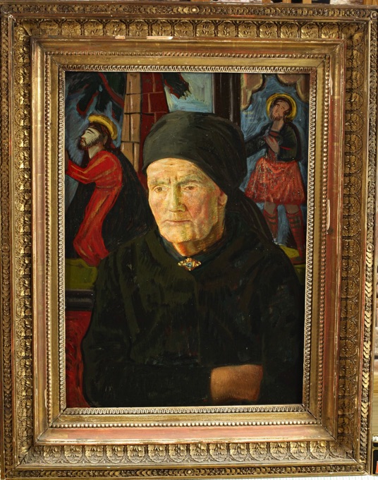 Toni Roth Ölgemälde antik Portrait Frau Bäuerin