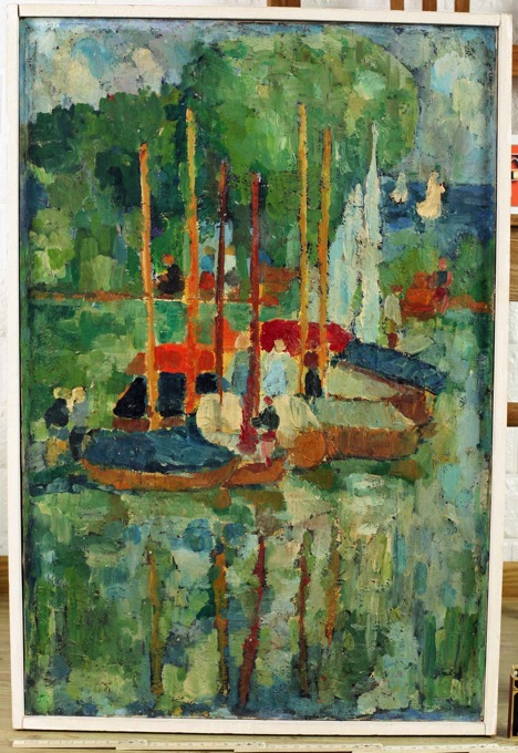 Uta Dörnhöffer Ölgemälde älter Boote impressionistisch Plattner