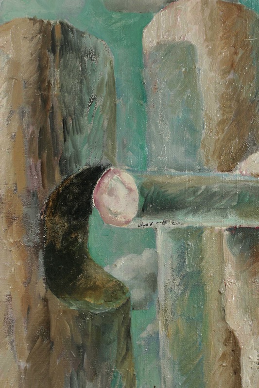 Victor Danilov Ölgemälde collision with art 1978 Momument Unzulänglichkeit