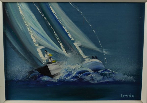 Victor Spahn Ölgemälde Regatta Segelboot