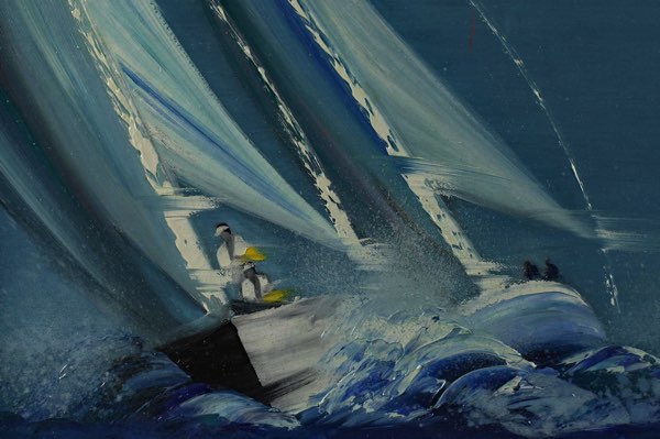 Victor Spahn Ölgemälde Regatta Segelboot