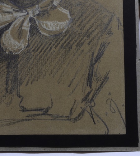 Viggo Johansen Zeichnung antik Portrait Dame