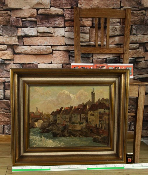 Vitus Staudacher 1850-1925 Ölgemälde von 1902 Laufenburg am Rhein Stadtansicht