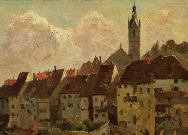 Vitus Staudacher Ölgemälde antik Laufenburg am Rhein 1902