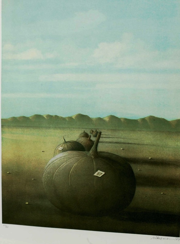Walter Heckmann Lithografie pumpkin line 1979