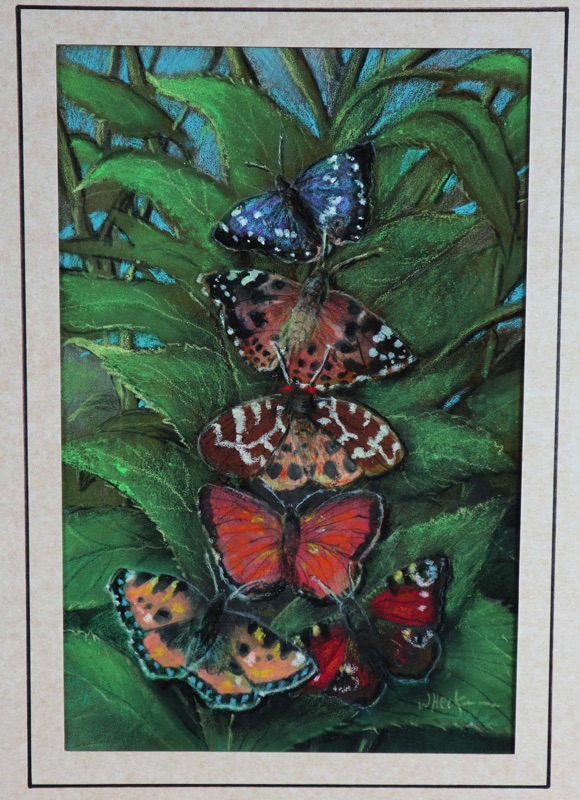 Walter Heckmann Pastell Gemälde Schmetterlinge