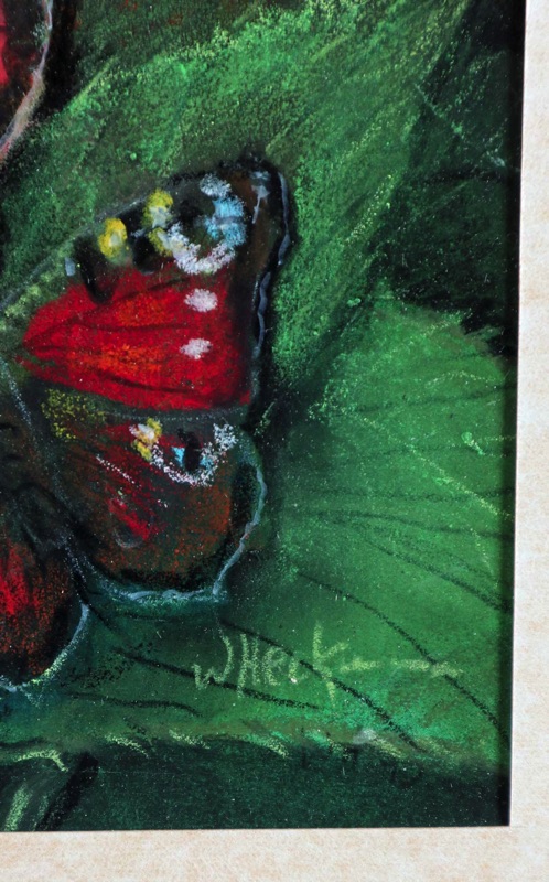 Walter Heckmann Pastell Gemälde Schmetterlinge