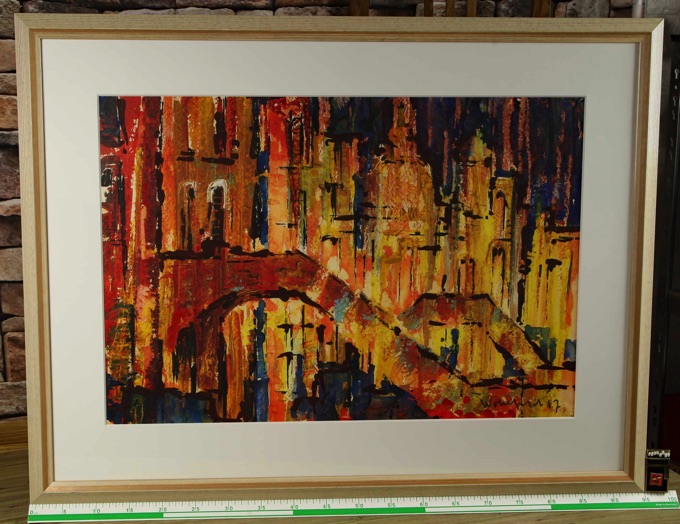 Walter Wohlfeld Mischtechnik Gemälde Stadtansicht 1967