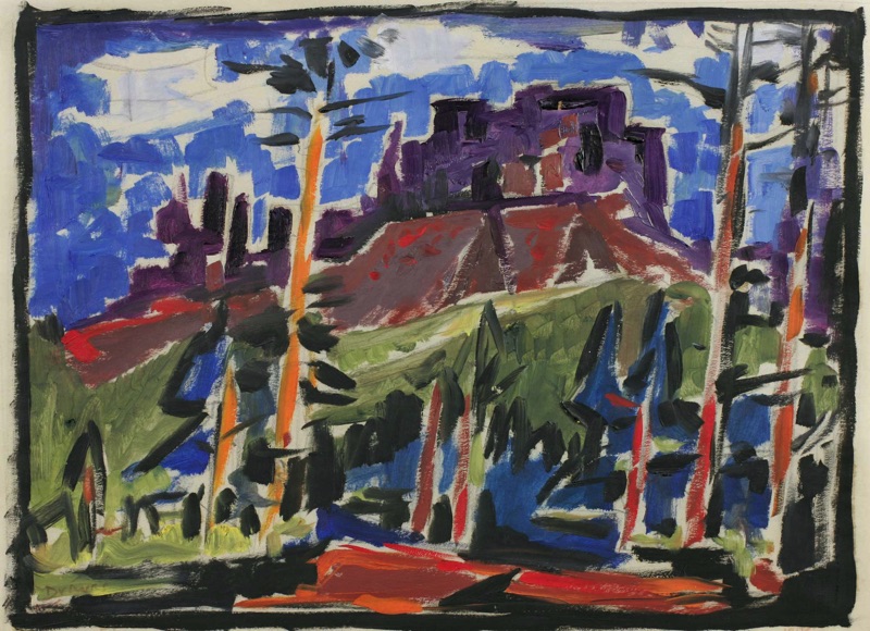 Werner Drewes Ölgemälde castlerock rocks in Wyoming 1956
