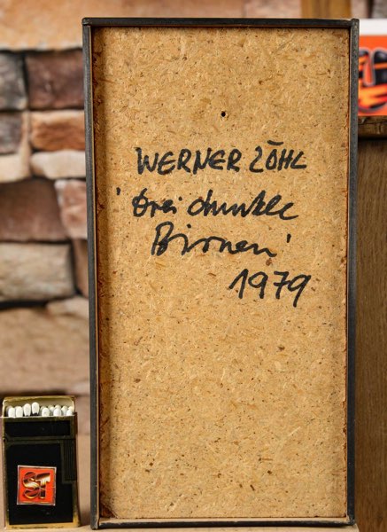 Werner Zöhl Ölgemälde 1979 drei dunkle Birnen