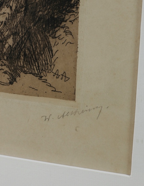 Wilhelm Altheim Radierung die beiden Stromer antik signiert
