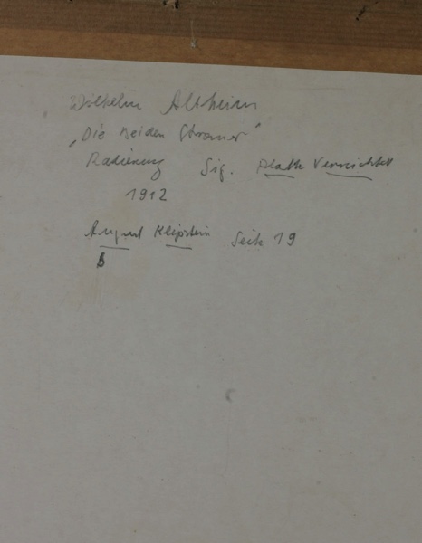 Wilhelm Altheim Radierung die beiden Stromer antik signiert
