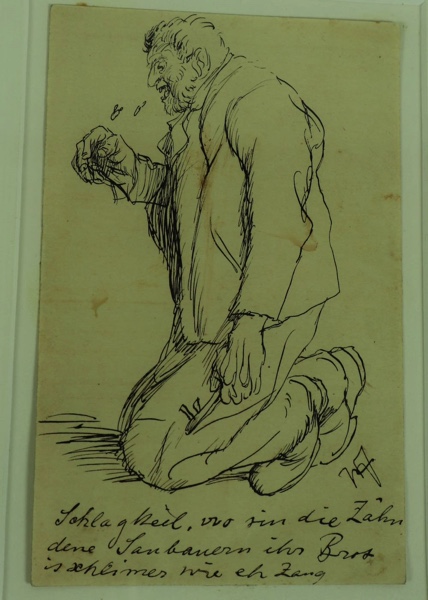 Wilhelm Altheim Zeichnung antik 1912 Schlagkeil Postkarte Gedicht Mundart