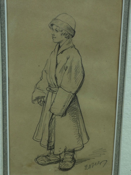 Wilhelm Amandus Beer Zeichnung antik junger Soldat