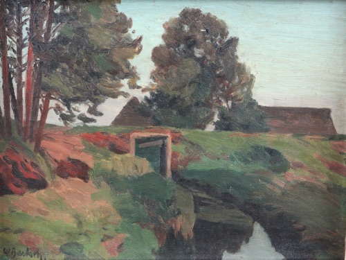 Wilhelm Bartsch Ölgemälde Landschaft Gehöft expressiv