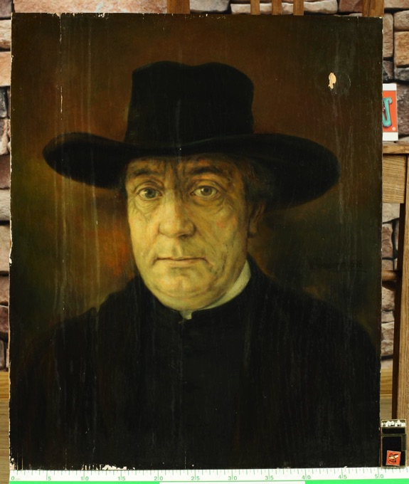 Wilhelm Henneberger antikes Ölgemälde Portrait Hochwürden 1946