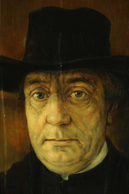 Wilhelm Henneberger antikes Ölgemälde Portrait Hochwürden 1946