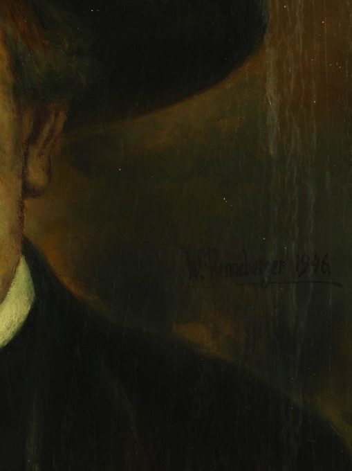 Wilhelm Henneberger antikes Ölgemälde Portrait Hochwürden 1946