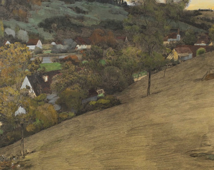 Wilhelm Jakob Hertling Gouache Aquarell antik Tal in Franken