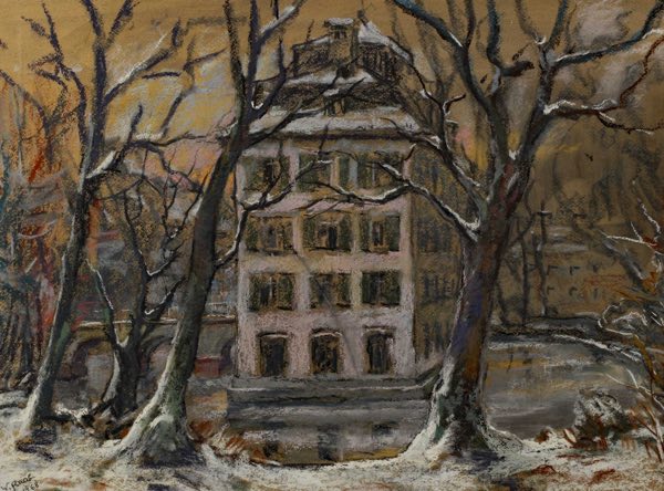 Wilhelm Raab 1907-1989 Pastell Malerei 1968 Holzhausenschlösschen Frankfurt Main