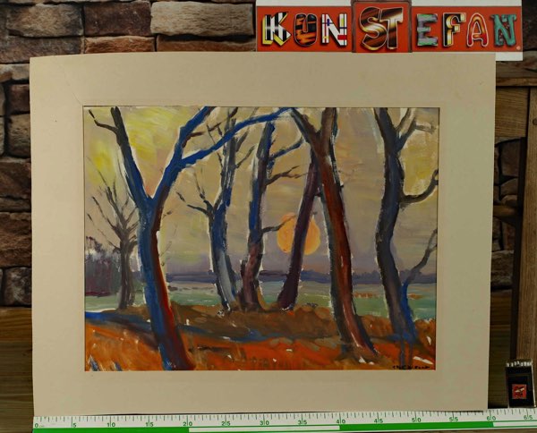 Wilhelm Raab 1907-1989 Gouache Tempera Malerei Ginnheim Wald Frankfurt 1965