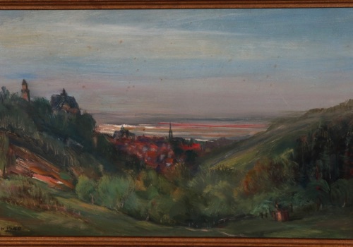 Wilhelm Raab Tempera Kronberg im Taunus antik 1948