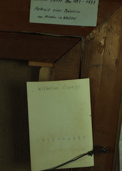 Wilhelm Runze Ölgemälde antik Bäuerin Minden Weiltal