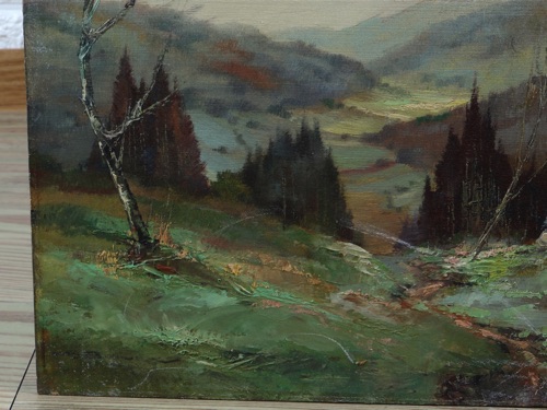 Willi Bauer Ölgemälde Wald Landschaft Talblick Spessart