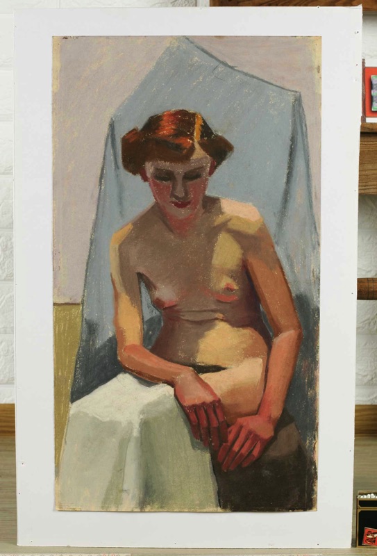 Wolfgang Escher Zuschreibung Pastell Akt