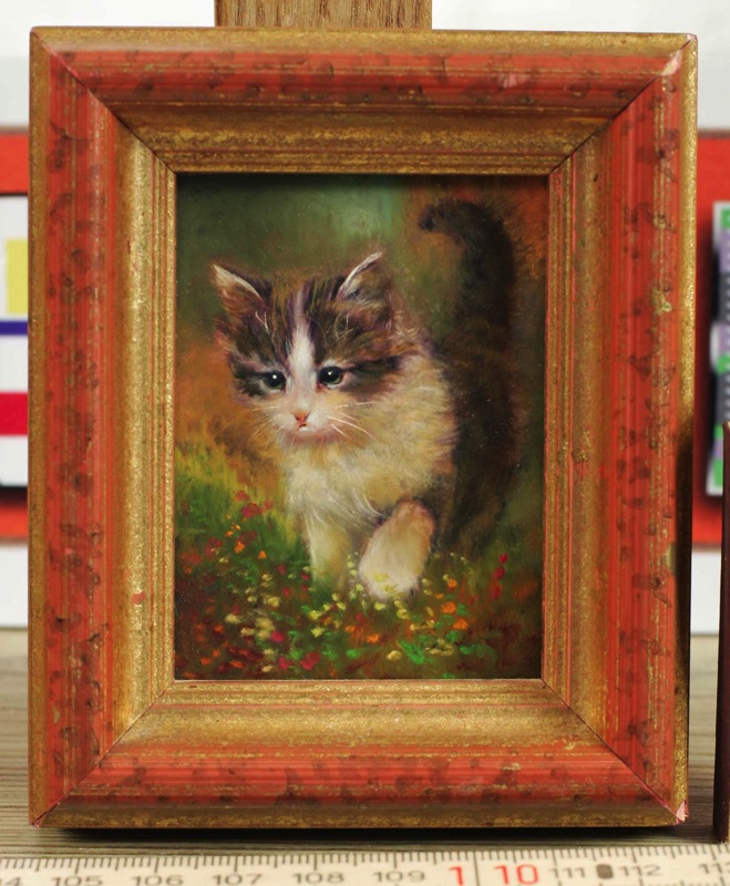 Wolfgang Kaiser Ölgemälde Katze Kätzchen Wiese