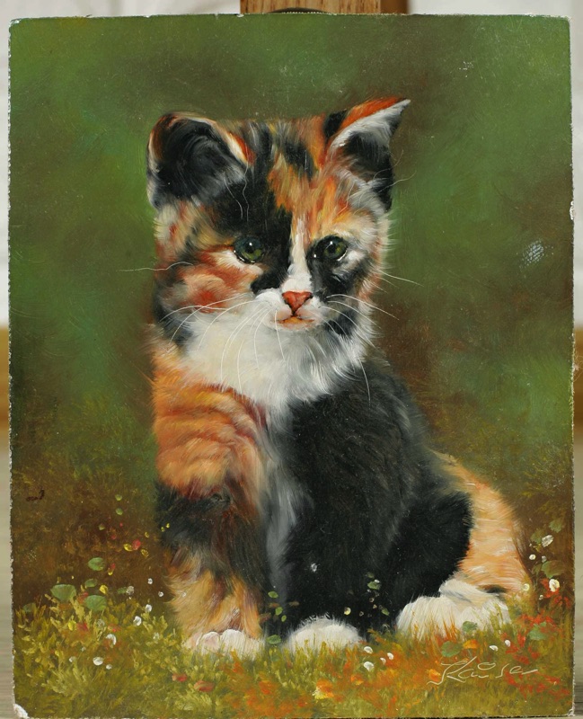 Wolfgang Kaiser Ölgemälde Katze Kätzchen