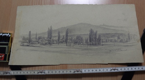 Zeichnung Wilhelm Raab antik 1947 Steinbach im Taunus