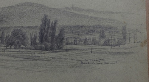 Zeichnung Wilhelm Raab antik 1947 Steinbach im Taunus