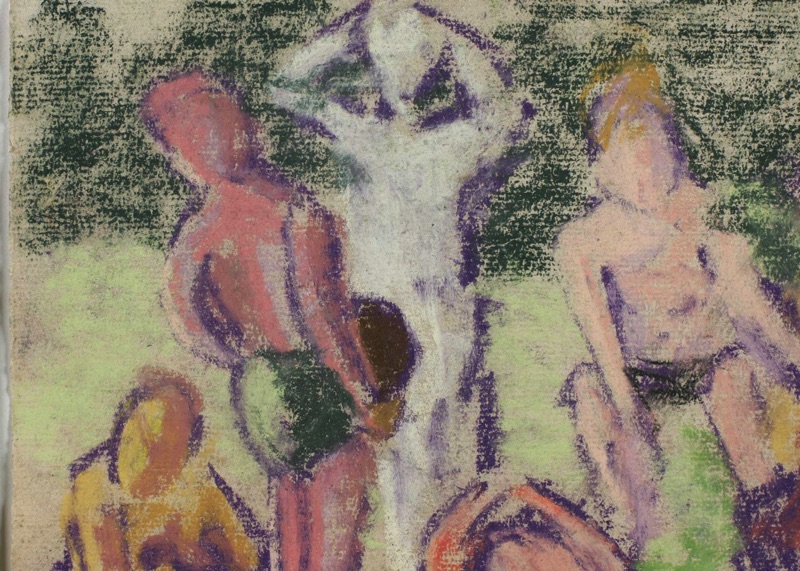 Zuschreibung Beckmann Pastell Studie antik Ballspieler