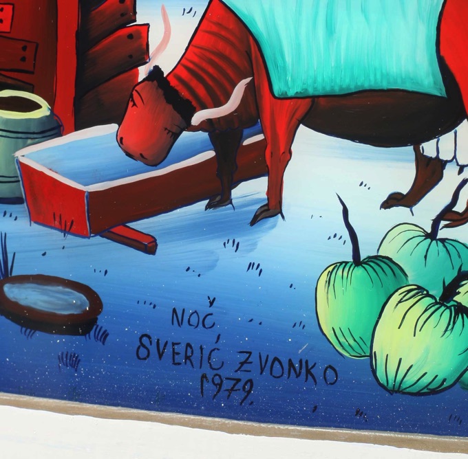 Zvonko Sveric Hinterglas Malerei 1979 naiv Noc Dorf