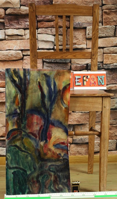 antikes Gemälde Expressionist abstrakte Landschaft