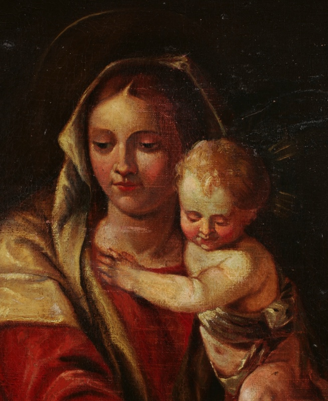 antikes Ölgemälde Madonna Maria Jesus Raffael Studie