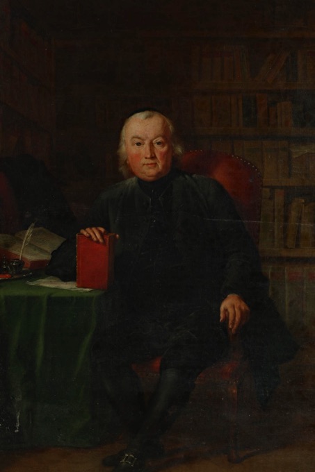 antikes Ölgemälde Portrait Bibliothek Globus